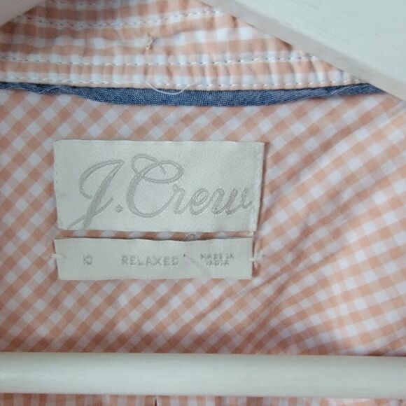j crew  womens size 10 Relaxed-fit washed cotton poplin shirt in mini gingham - Picture 7 of 8